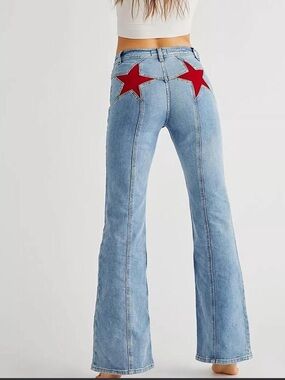 We The Free Firecracker Flare Jean-Red Star